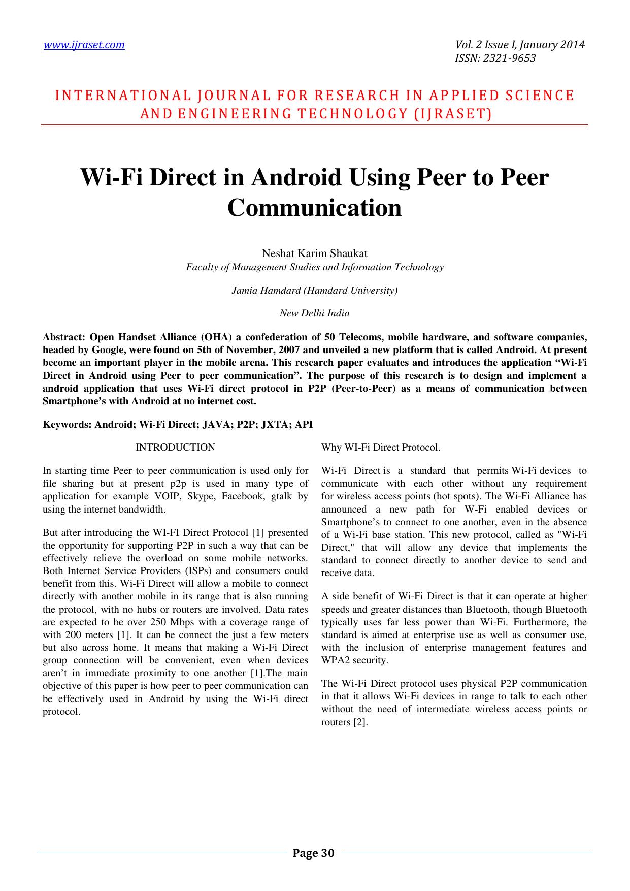 Wi-Fi Direct in Android Using Peer to Peer Communication