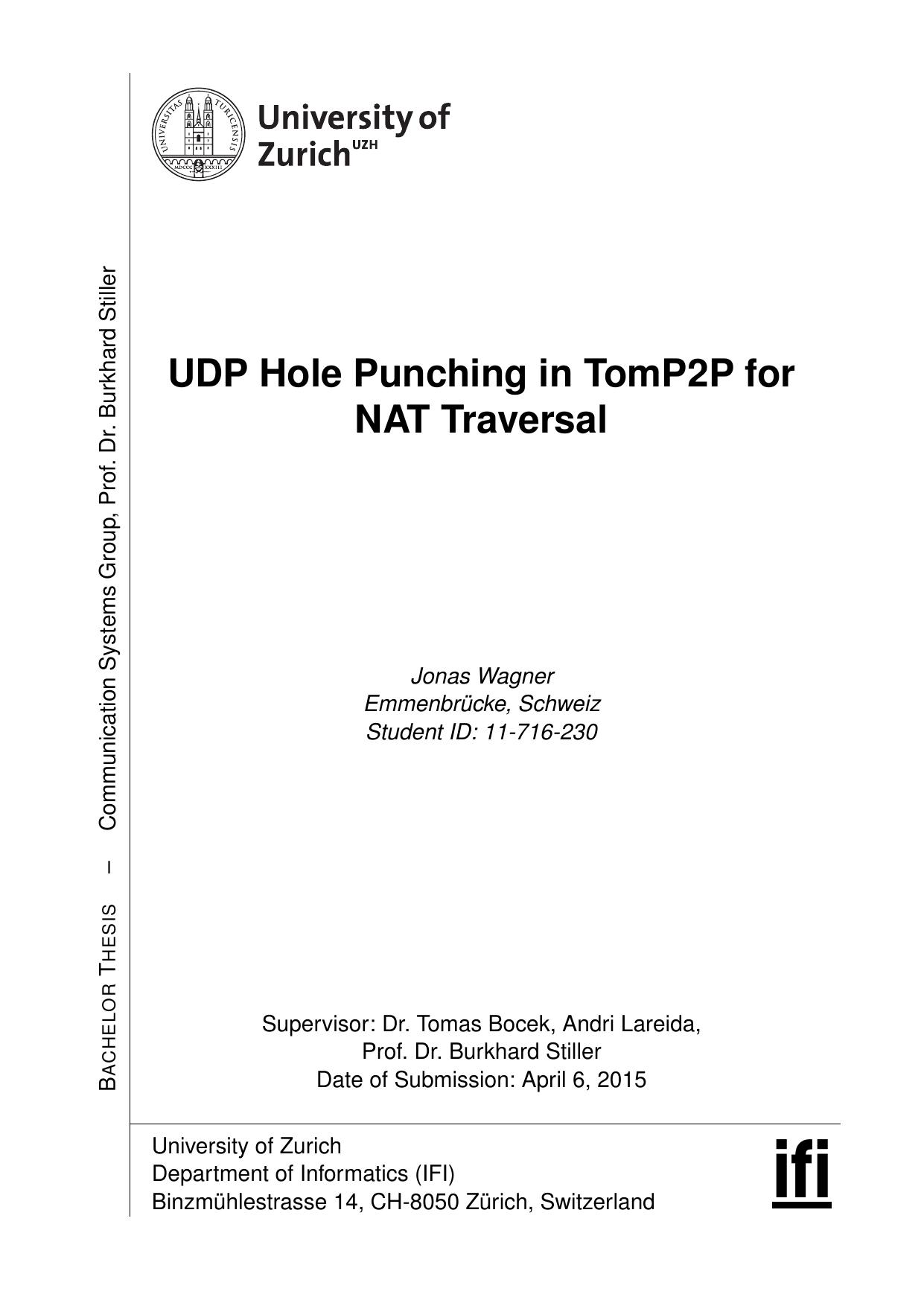 UDP Hole Punching in TomP2P for NAT Traversal