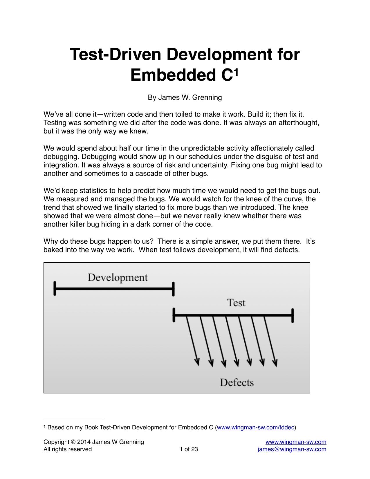 Test-Driven Development for Embedded C: Paper