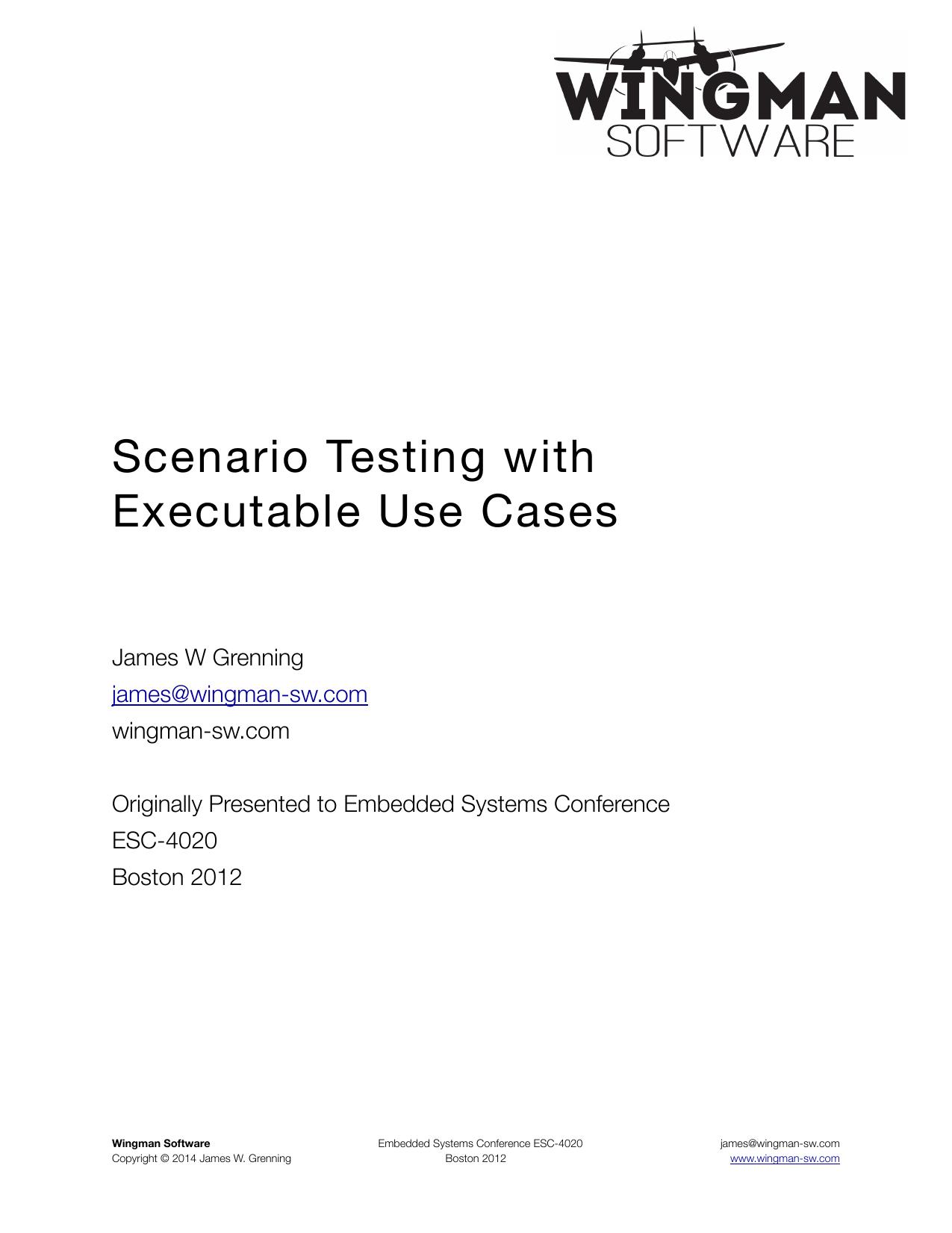 Scenario Testing with Executable Use Cases: Paper
