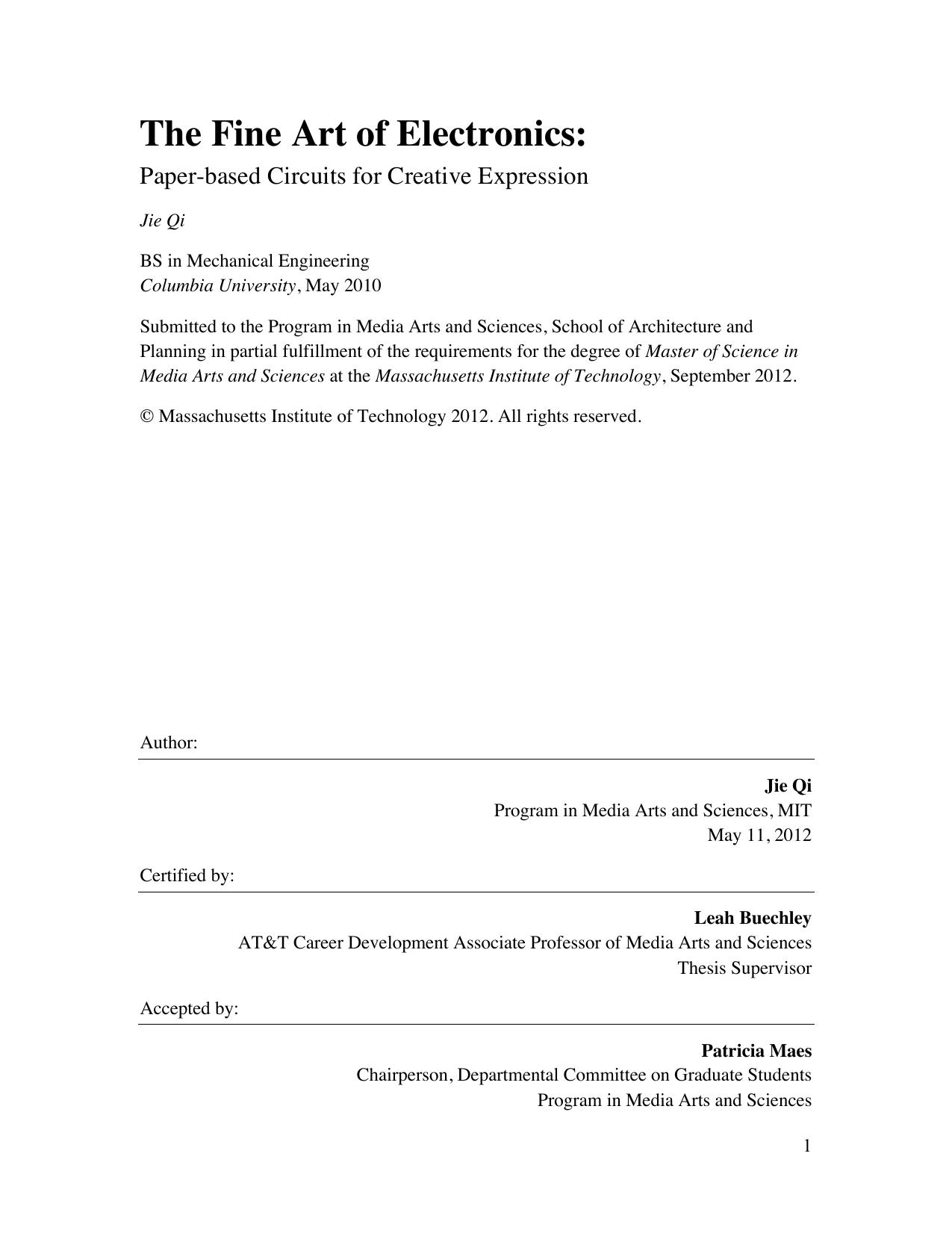 The Fine Art of Electronics: Paper-based Circuits for Creative Expression