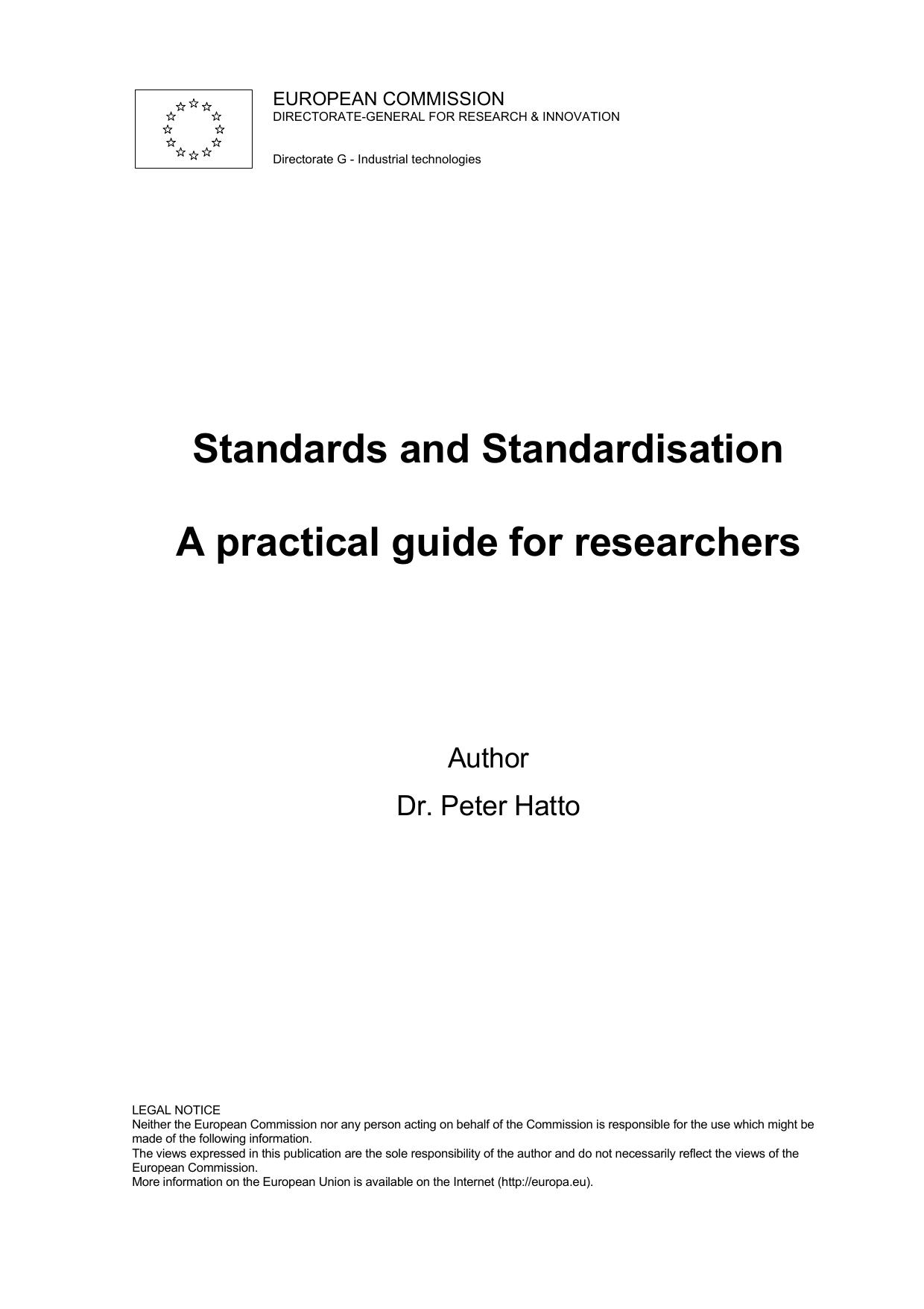 Standards and Standardisation: A practical guide for researchers